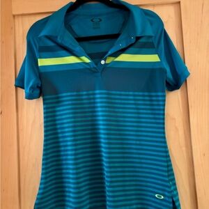 Oakley Women's Teal and Lime Striped Polo with matching Skort